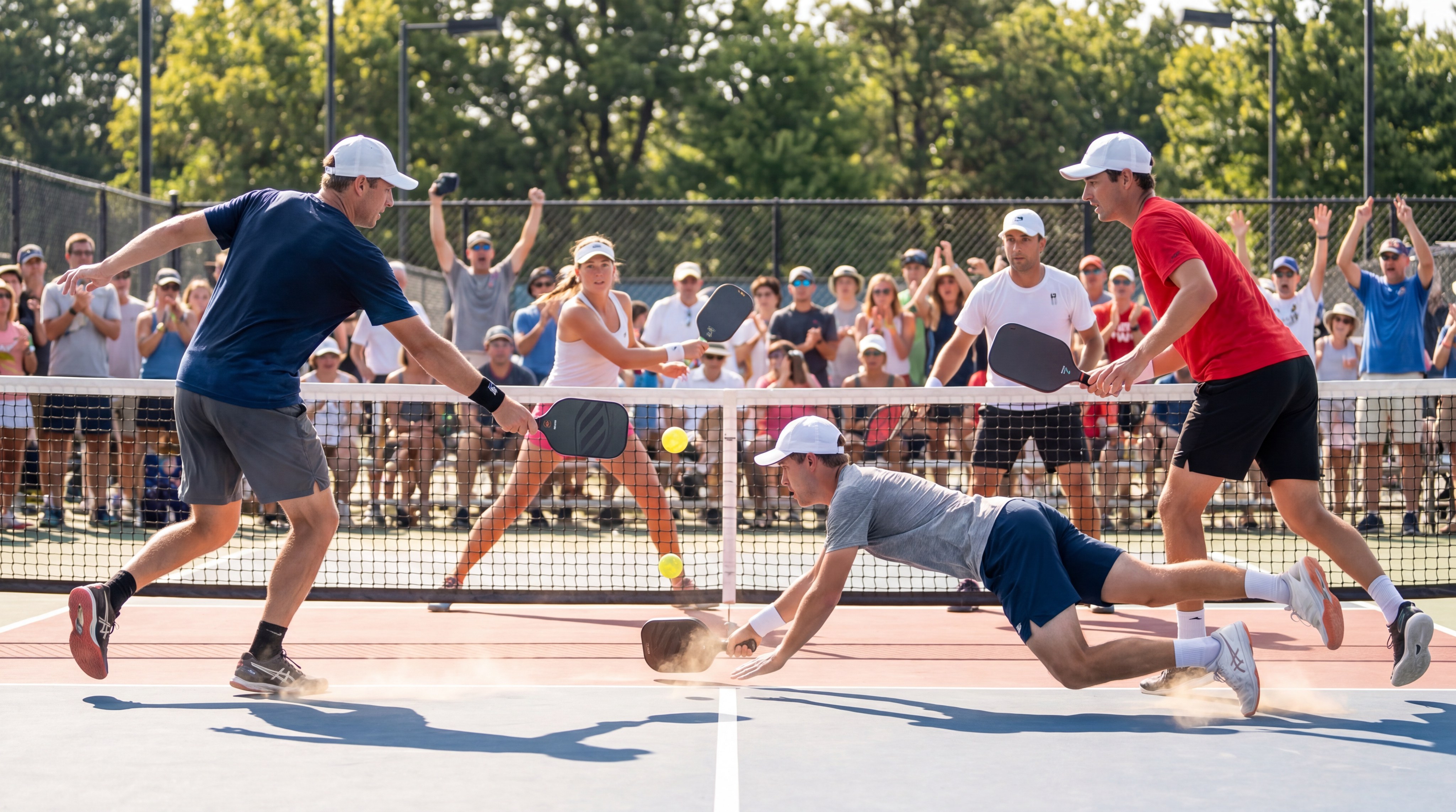 pickleball rally action shot