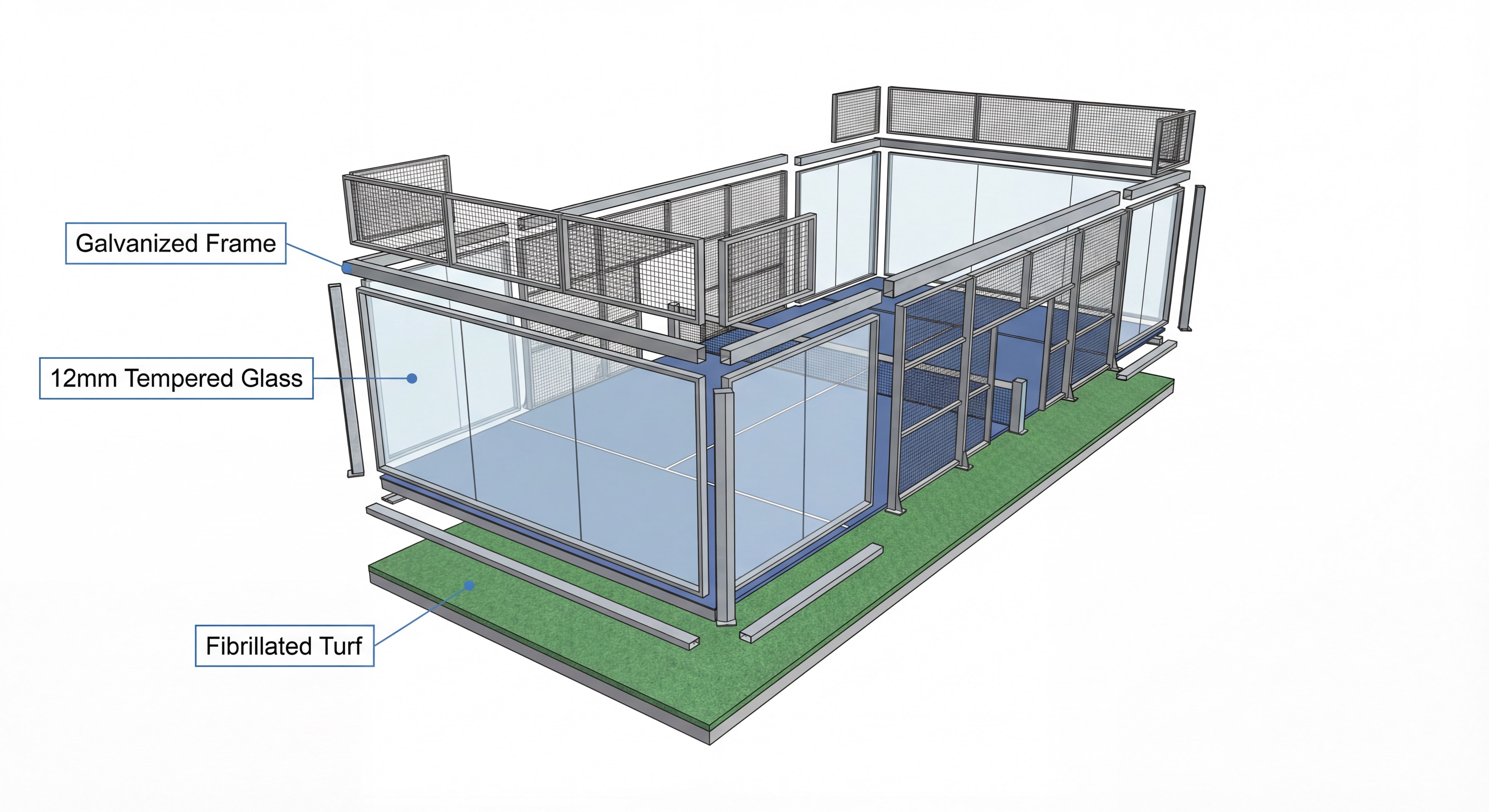 padel court technical diagram