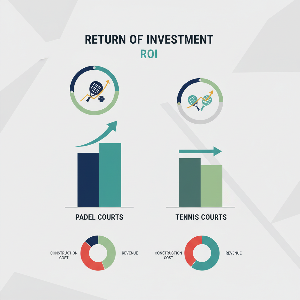 ROI comparison chart showing revenue growth of padel vs tennis courts