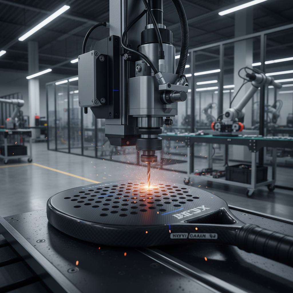 CNC drilling of a racket frame