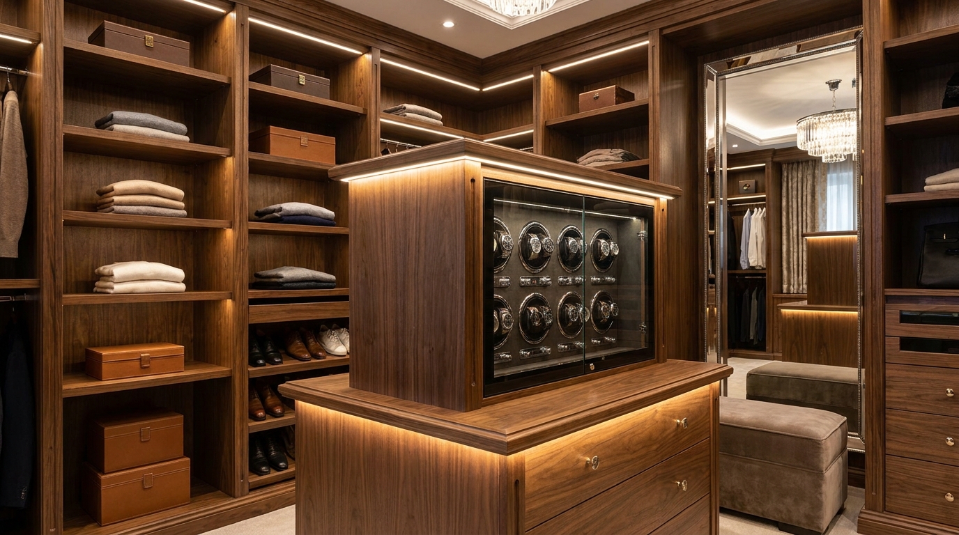luxury walk in closet watch safe