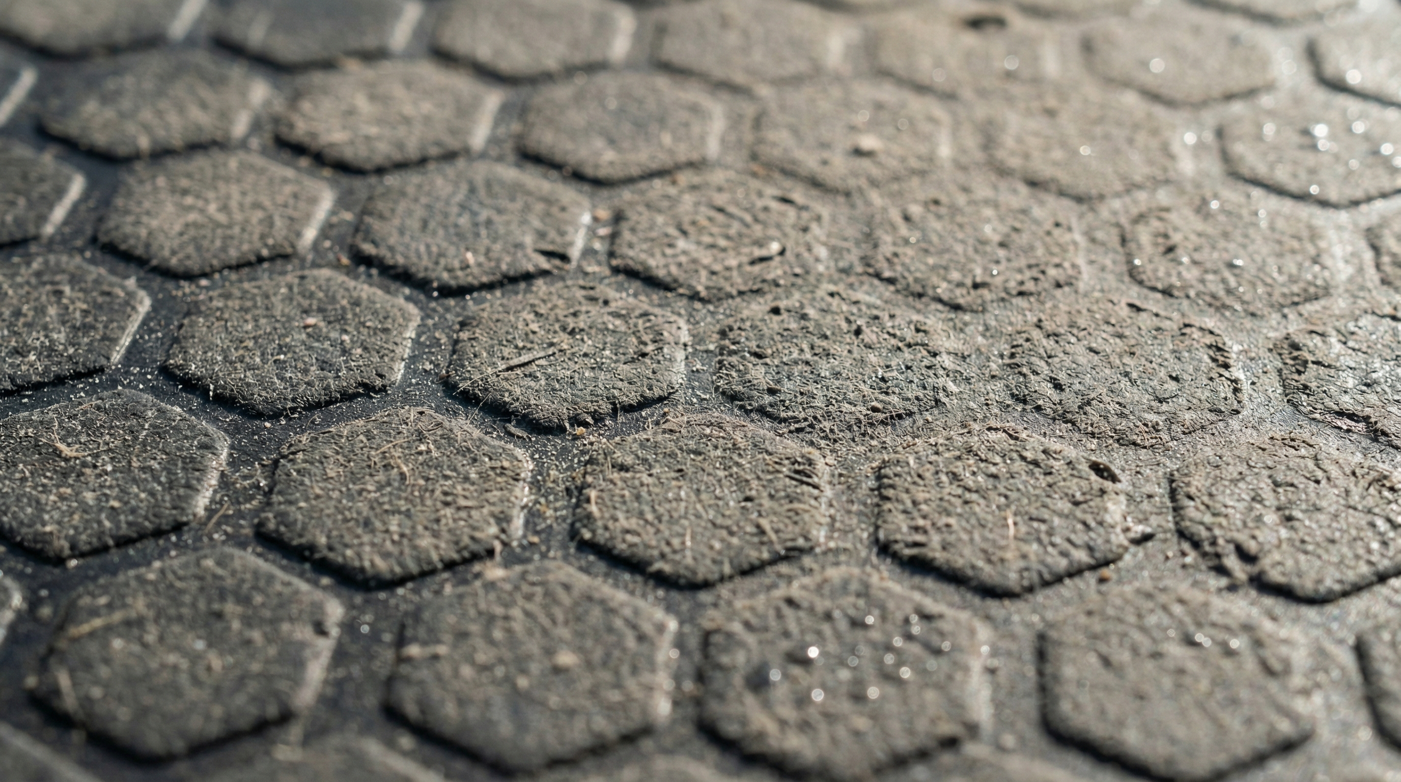 Macro photorealistic image of a 3D hexagonal textured surface on a padel racket