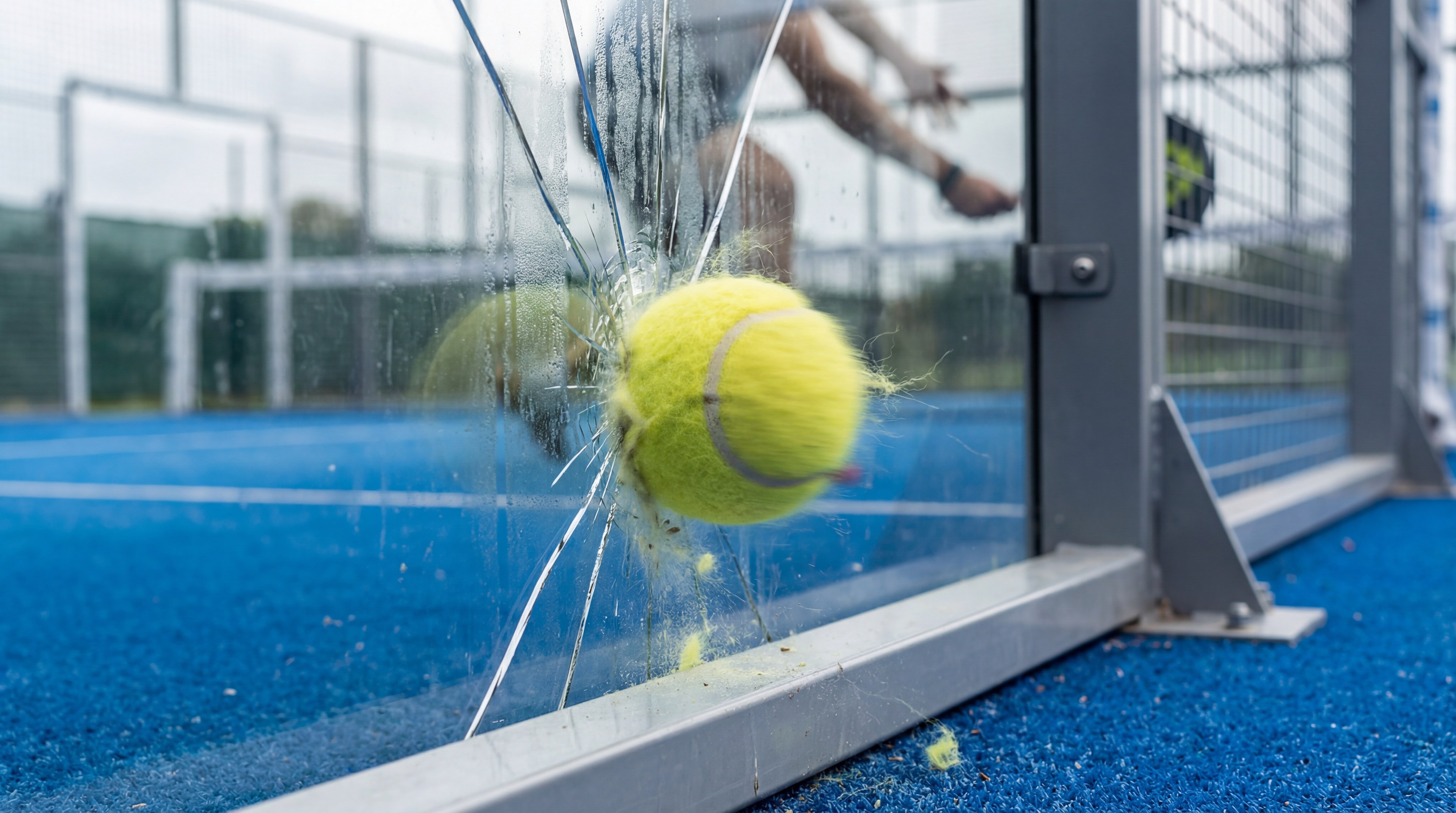 padel ball glass impact