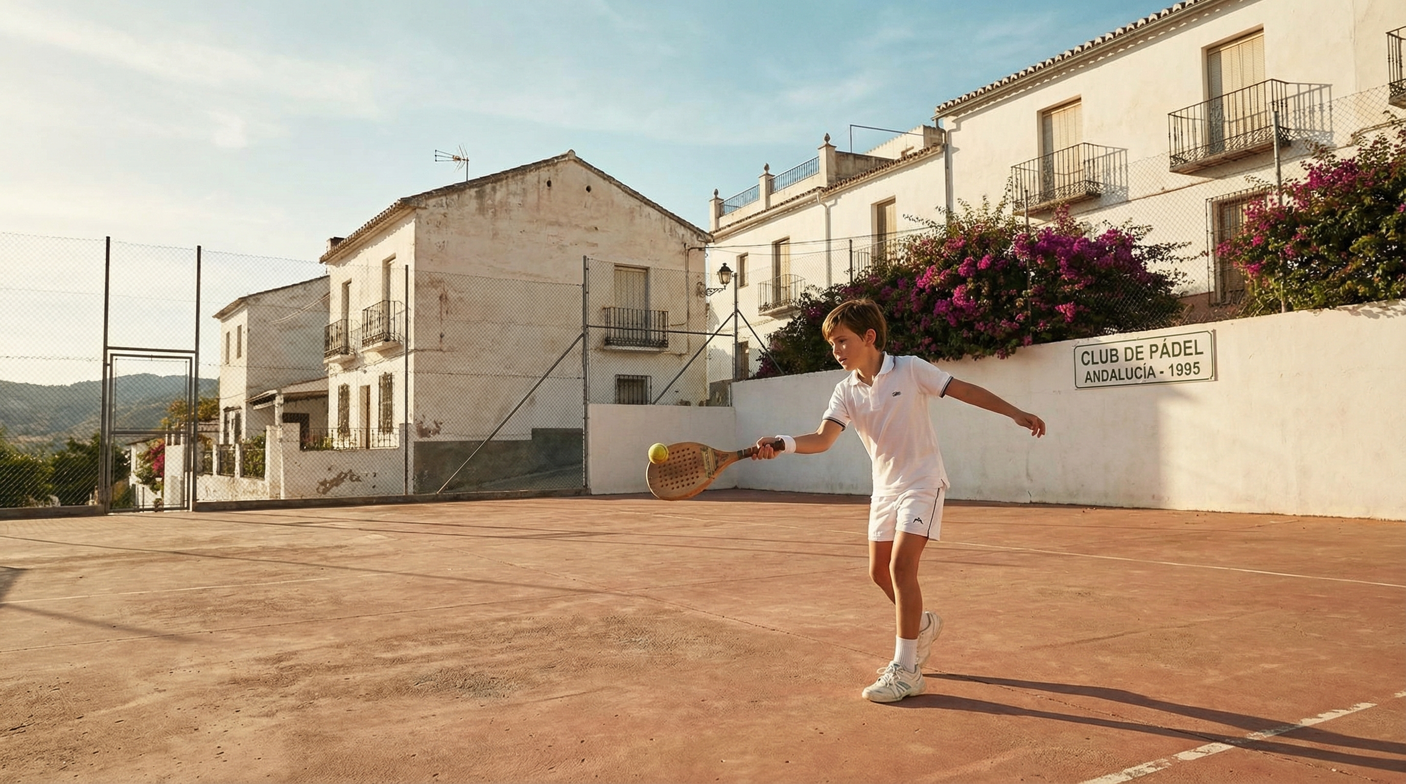 boy training padel court andalusia