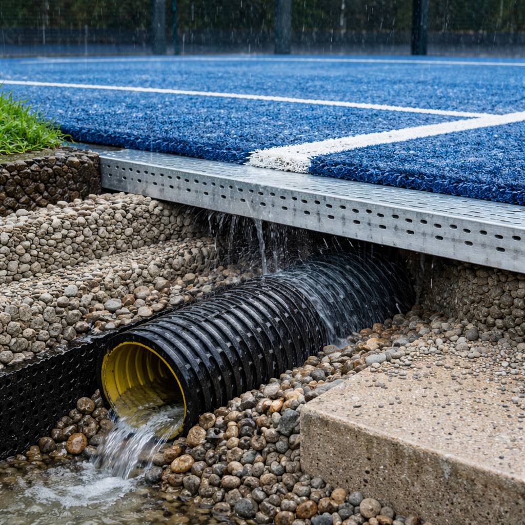 padel court drainage detail