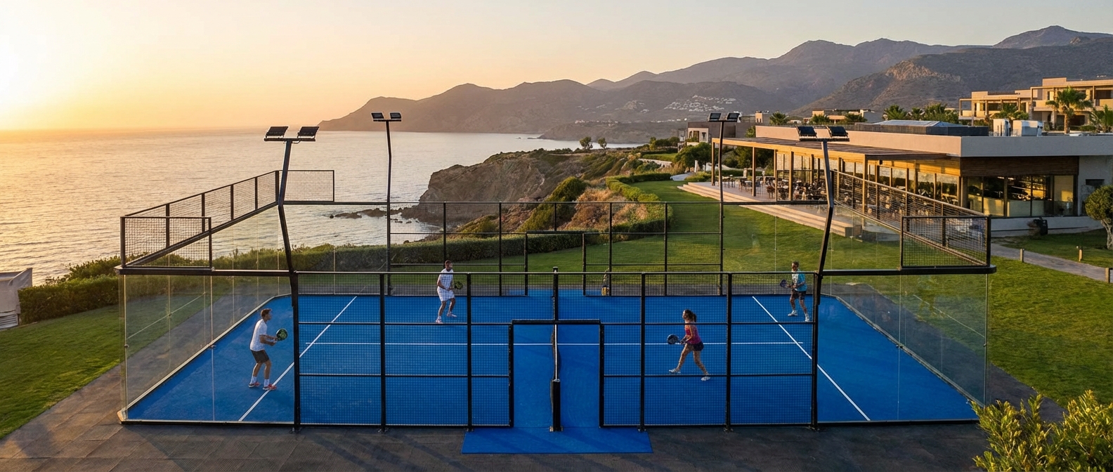 panoramic padel court photorealism