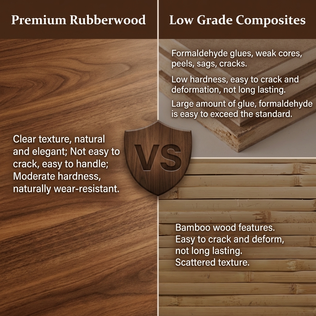 rubberwood vs composites comparison