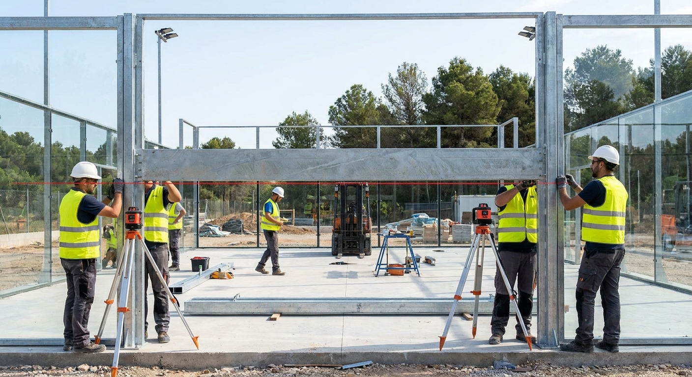 How to install a panoramic padel court structure?