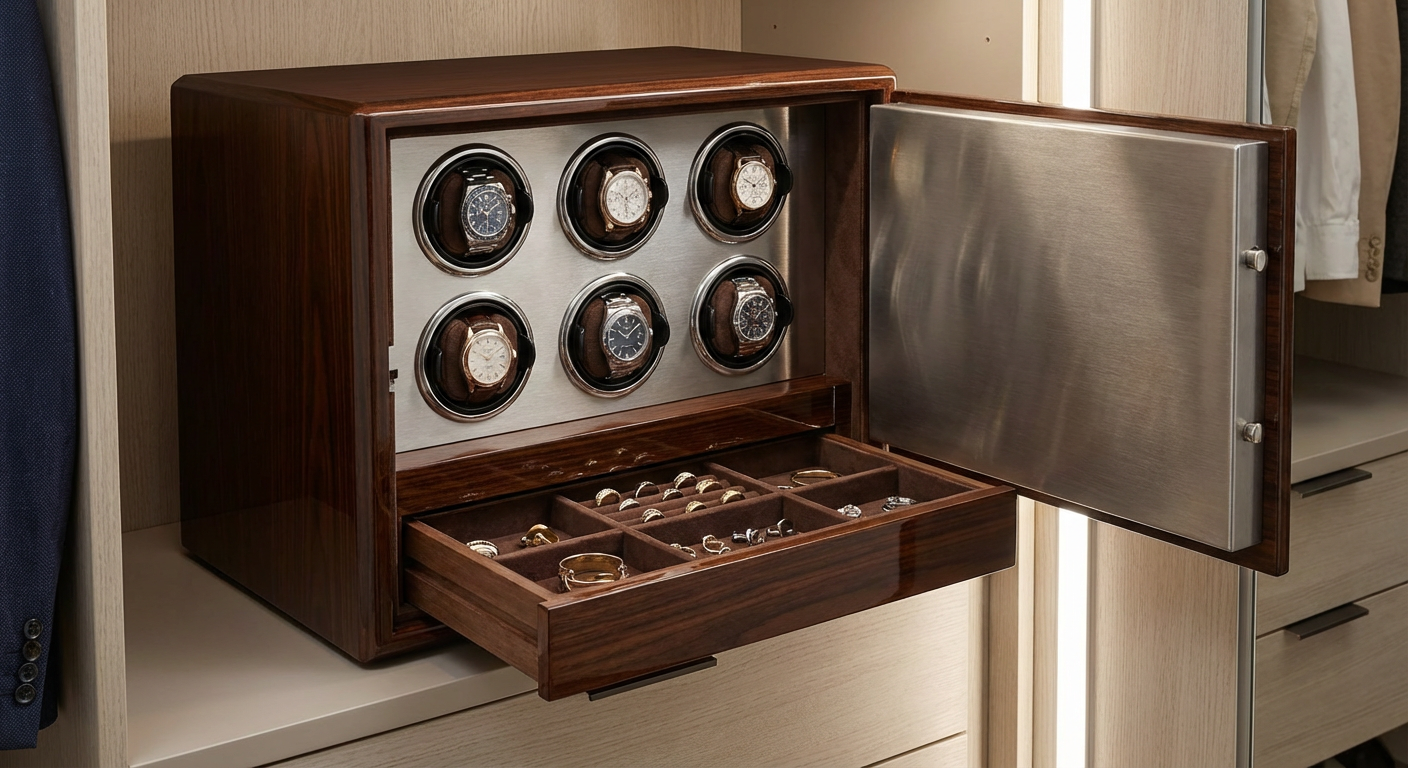 Luxury Watch Winder Safe with Integrated Hidden Drawer