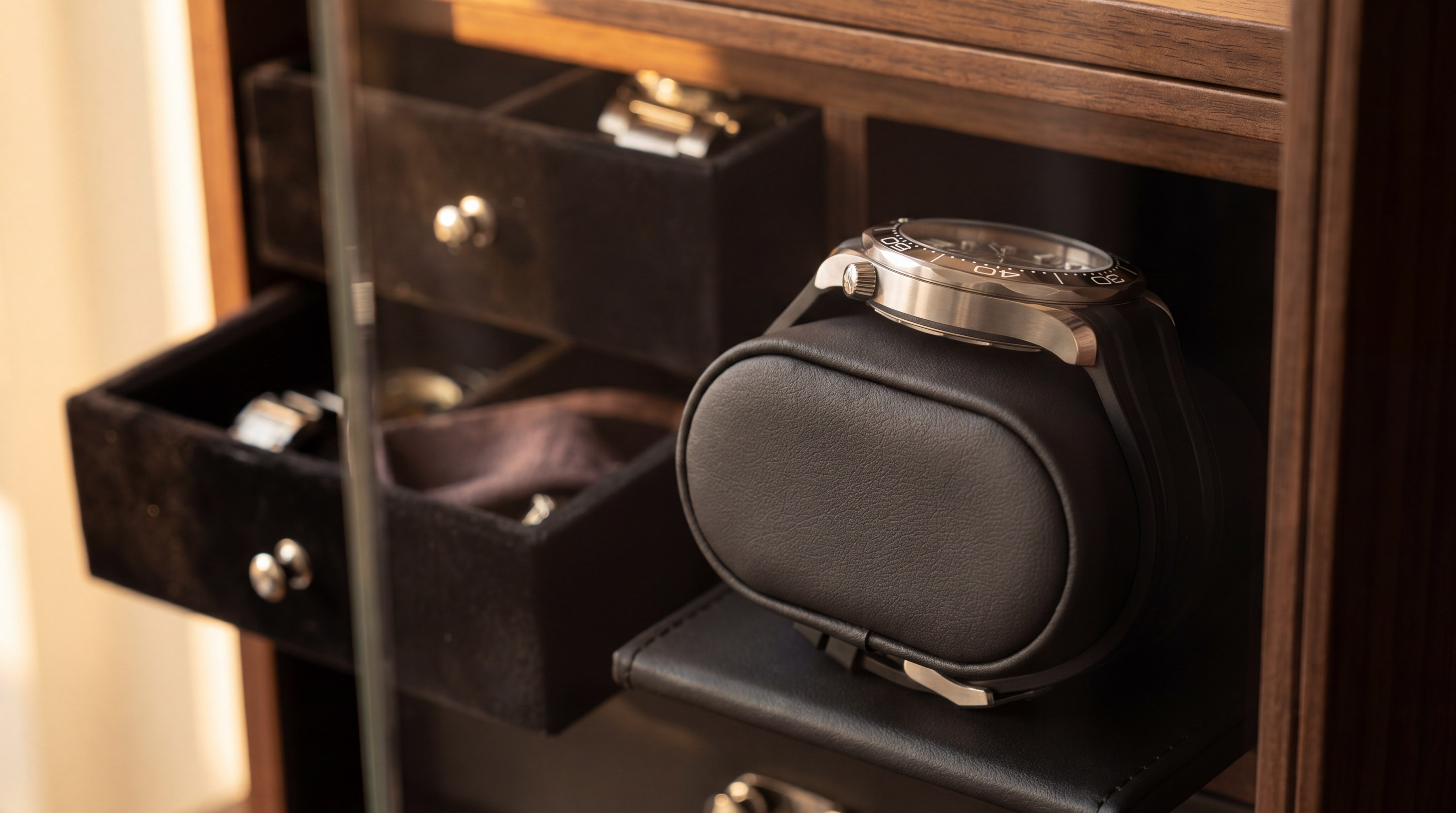luxury watch safe interior photograph