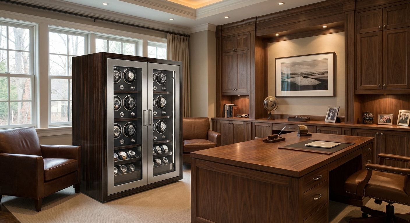 Premium Luxury Watch Safe in Modern Home Office