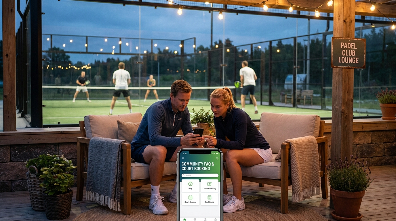padel court booking app lounge