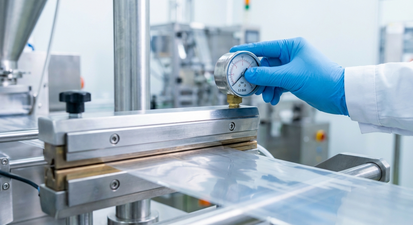 Engineer performing a daily packaging machine maintenance checklist inspection