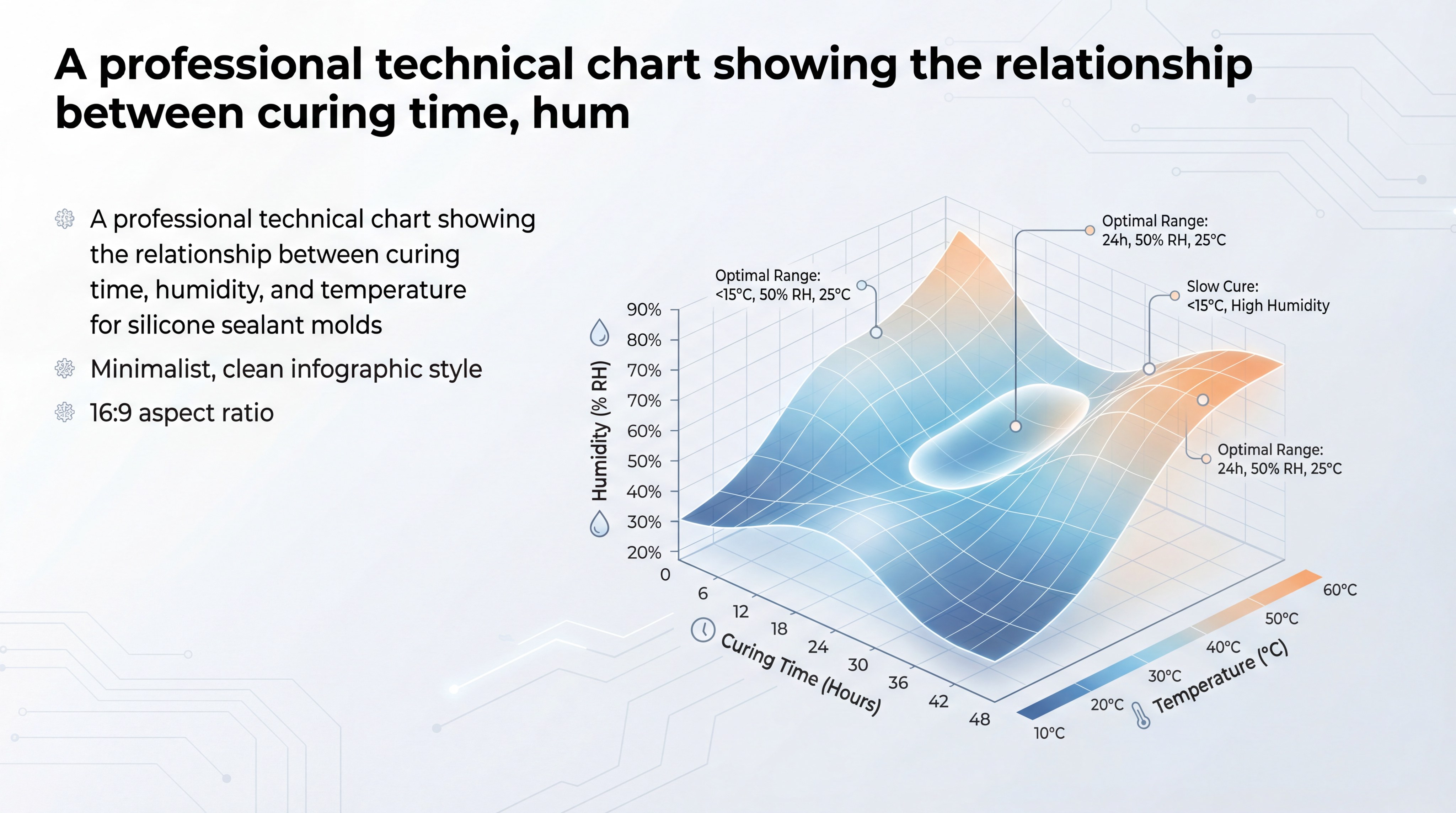 Professional technical chart showing the relationship between curing time and humidity