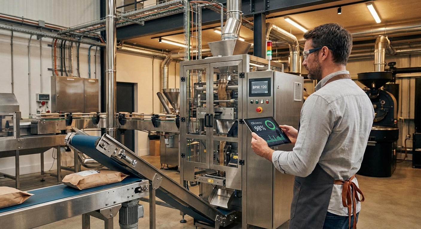 ROI comparison chart for optimizing packaging machine BPM in coffee production