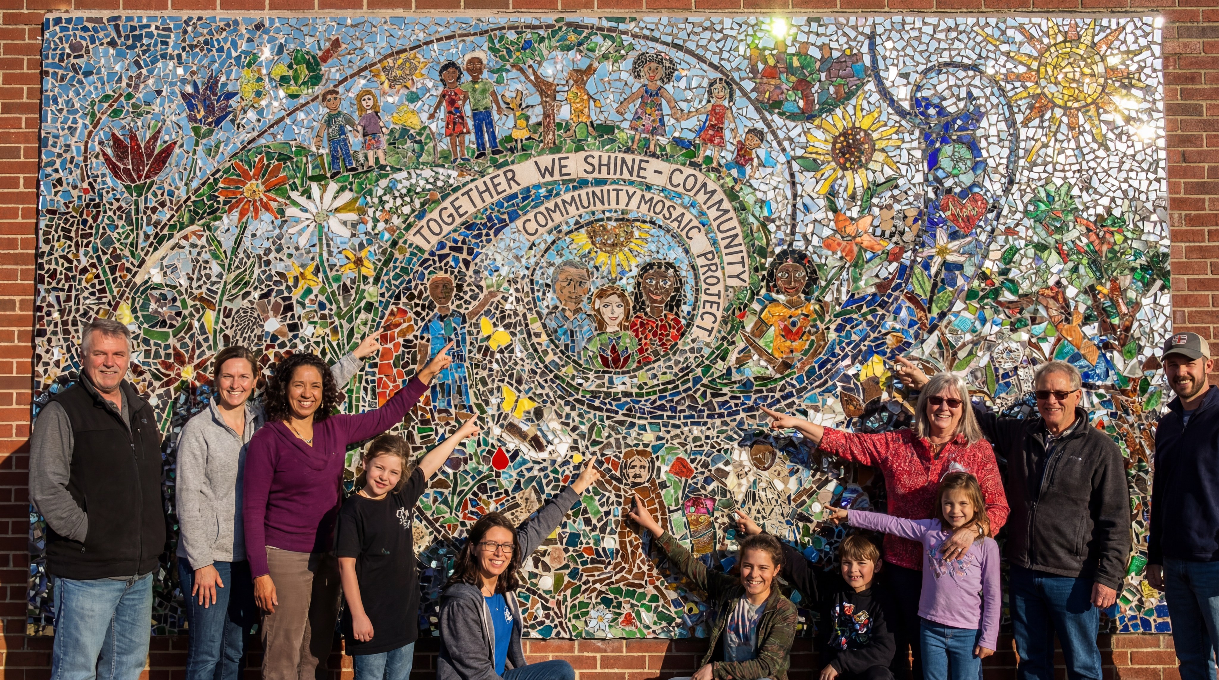 Recycled glass community mosaic mural