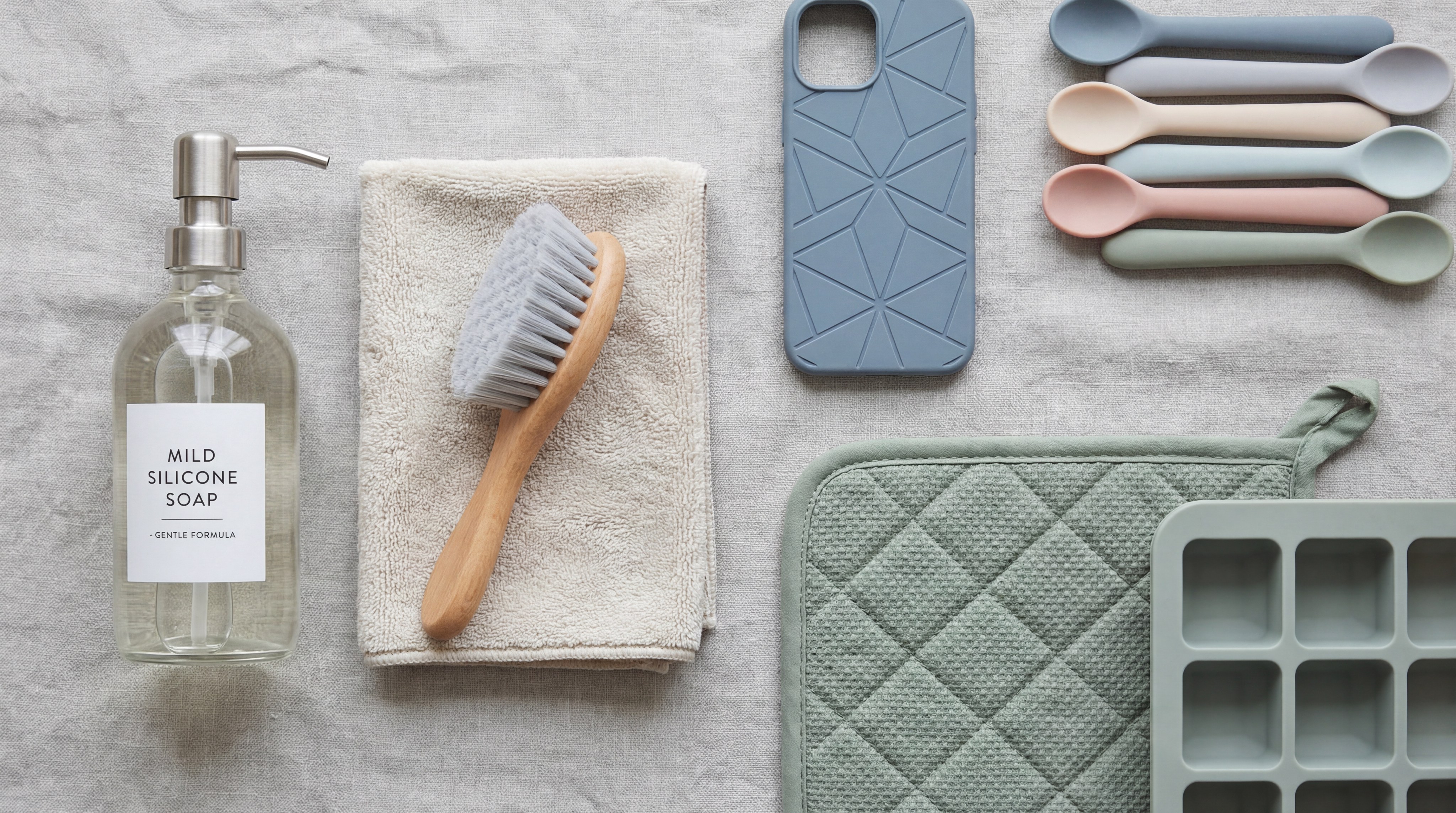 silicone product flatlay photography