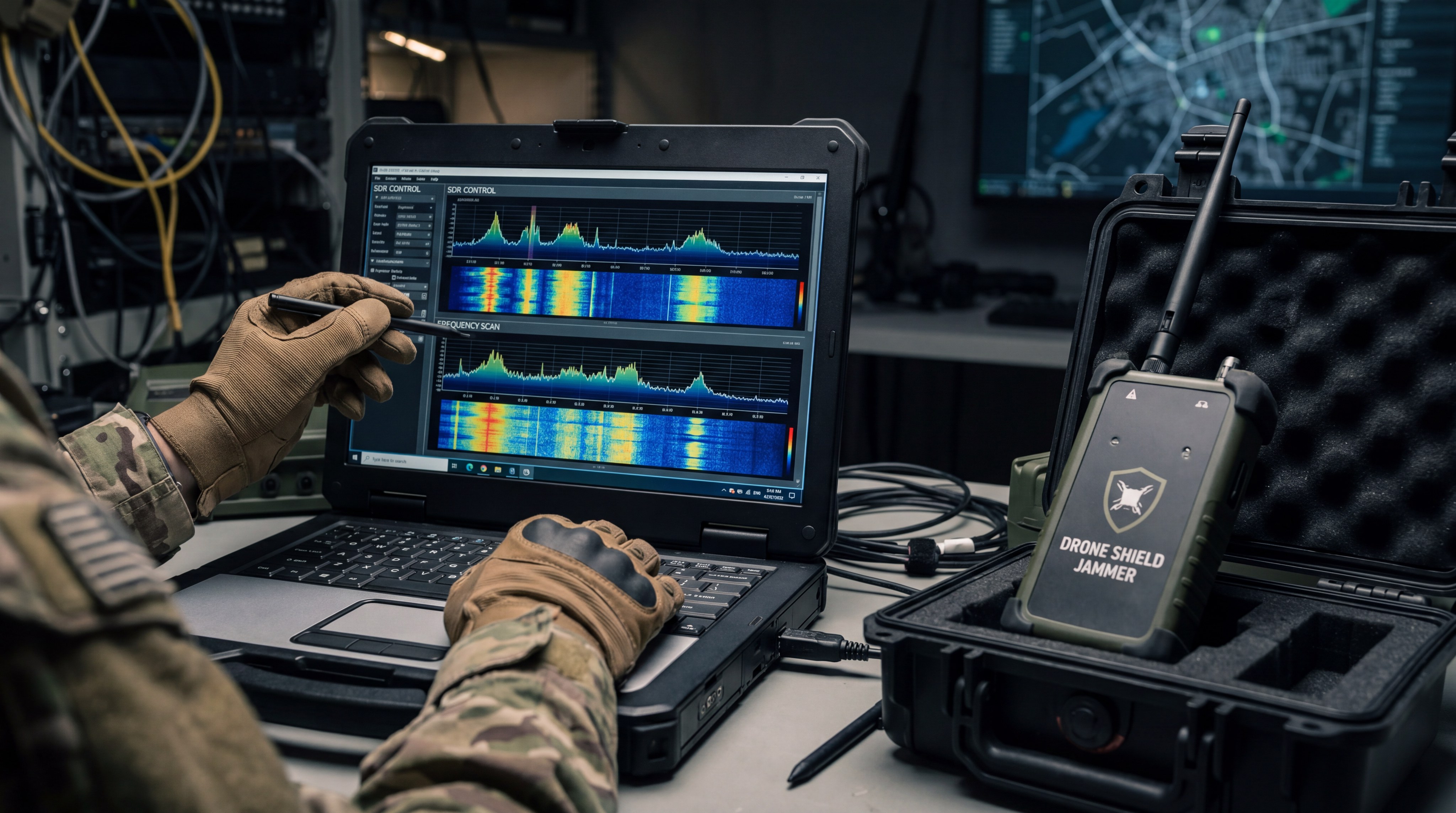 SDR technician drone jammer setup