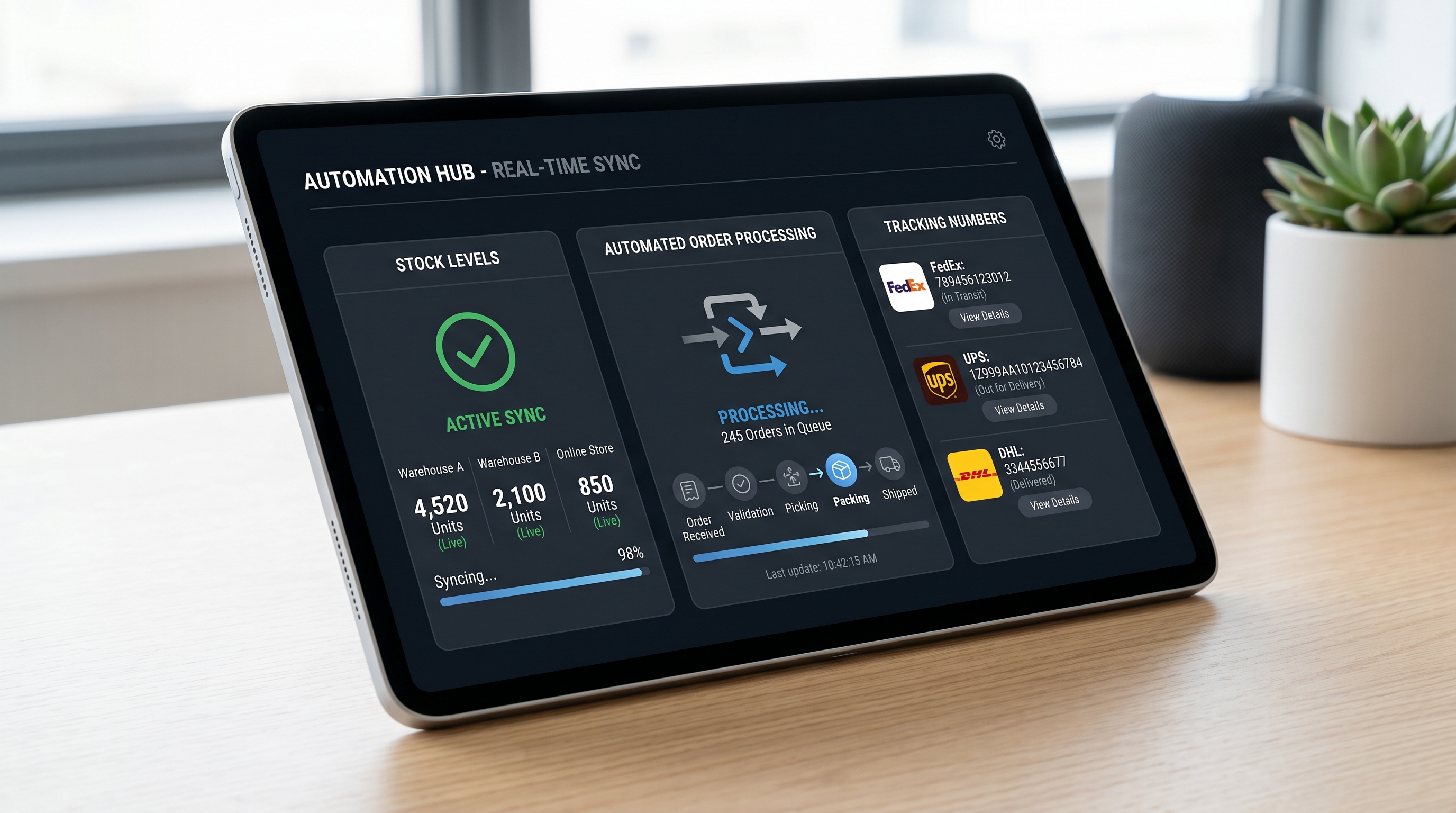 Professional Automation Software Dashboard on Tablet Display