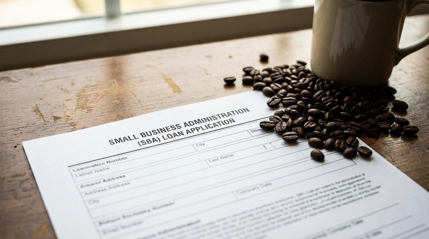 SBA loan application desk setup