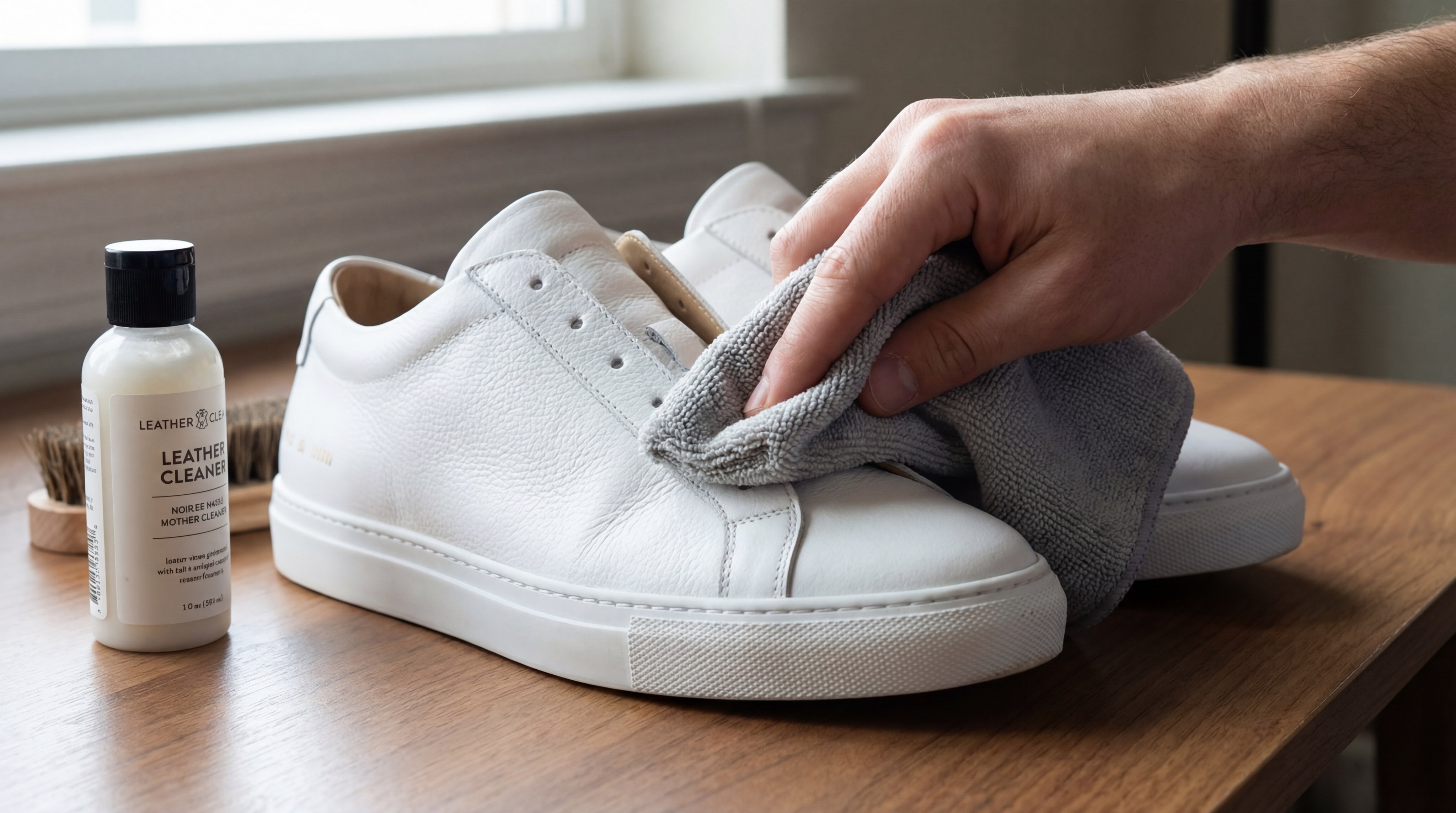 white leather sneaker cleaning