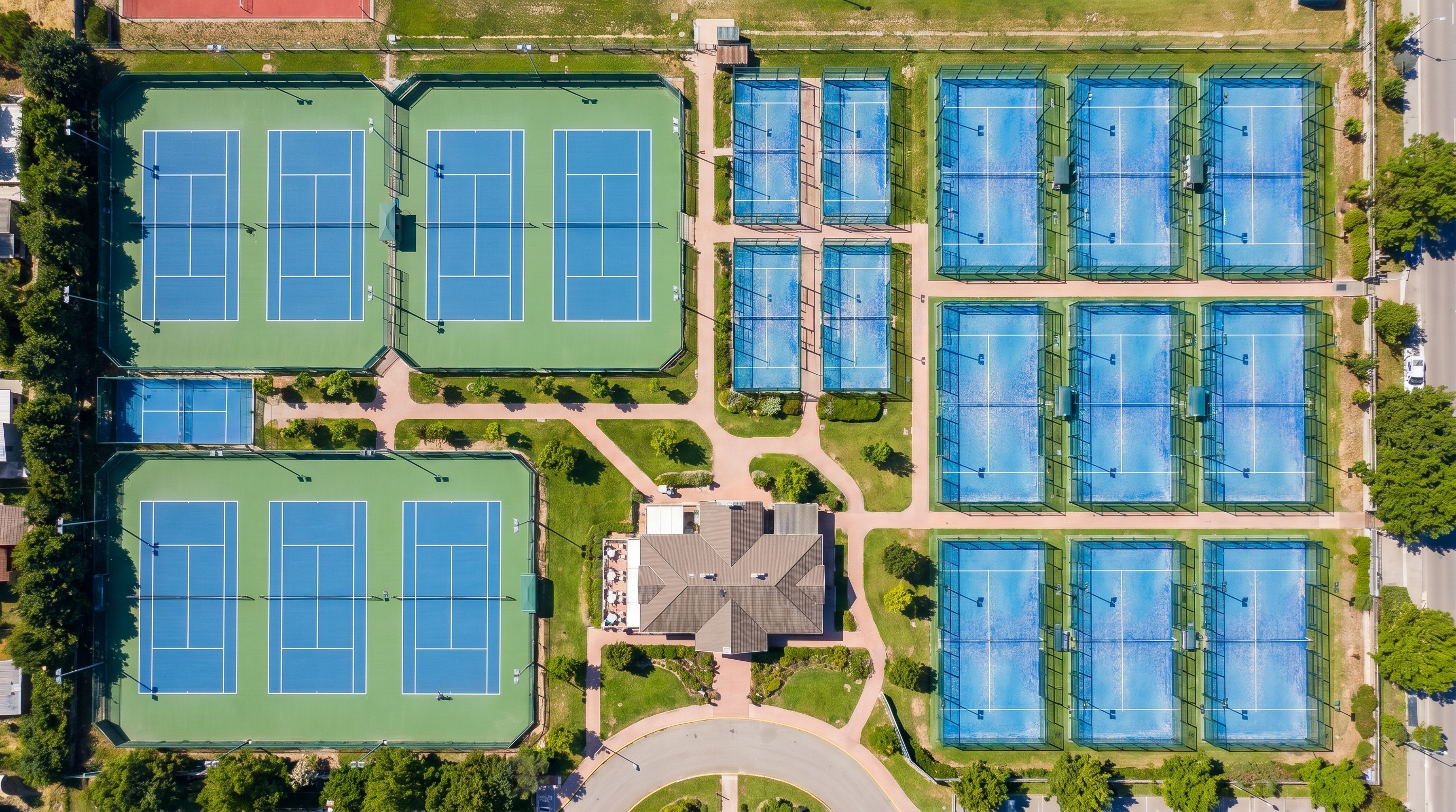 aerial sports complex drone shot