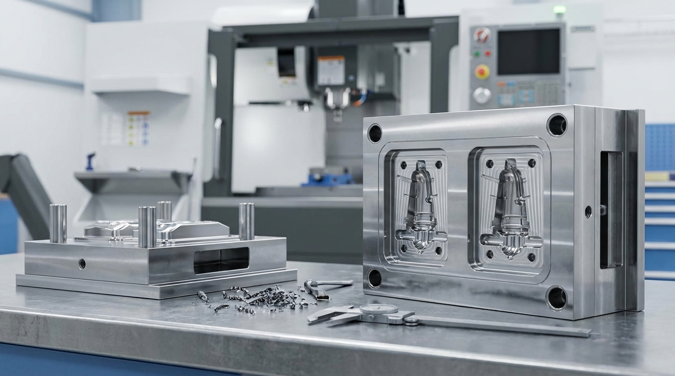 High-precision CNC machined steel mold used for liquid silicone rubber production