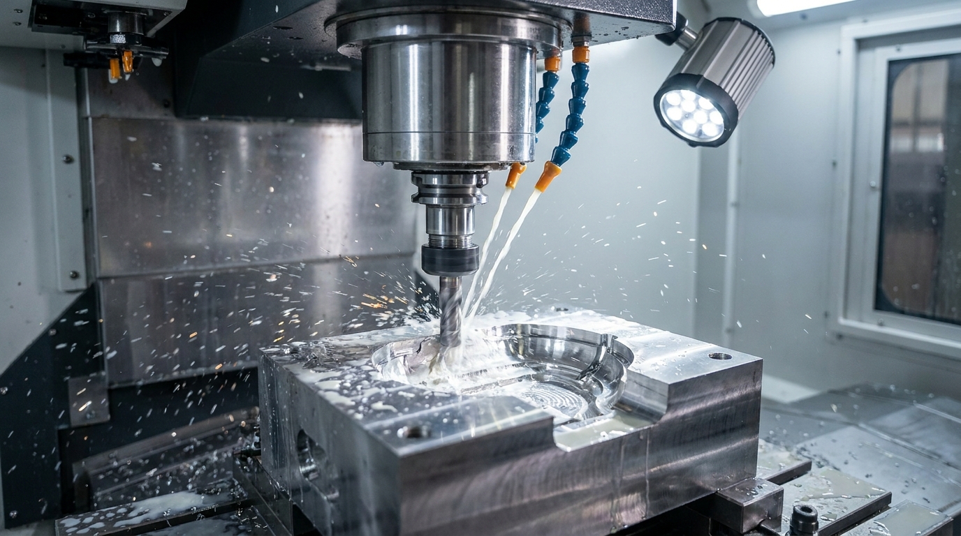 CNC machine fabricating a precision silicone mold