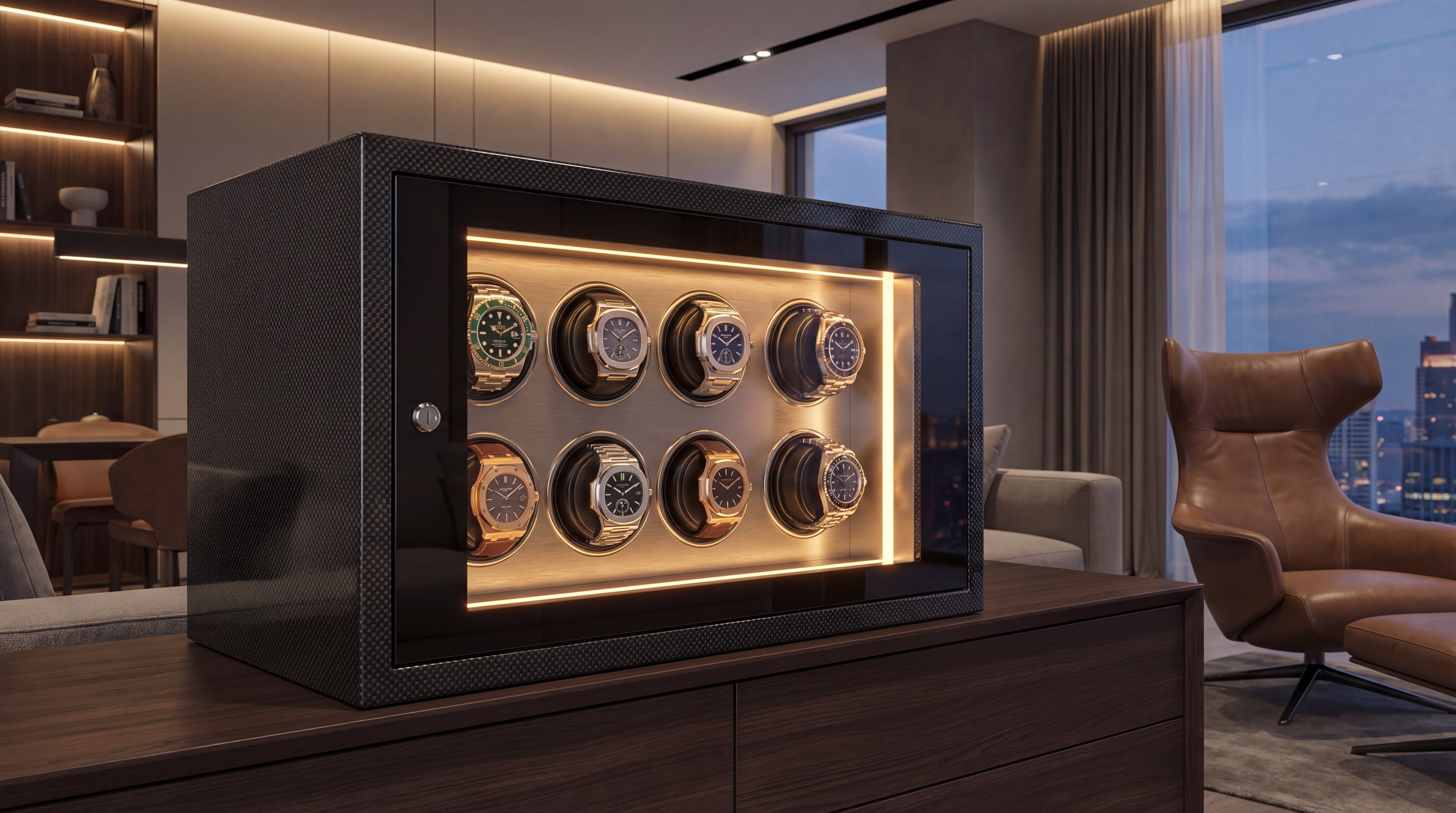 luxury watch winder safe display