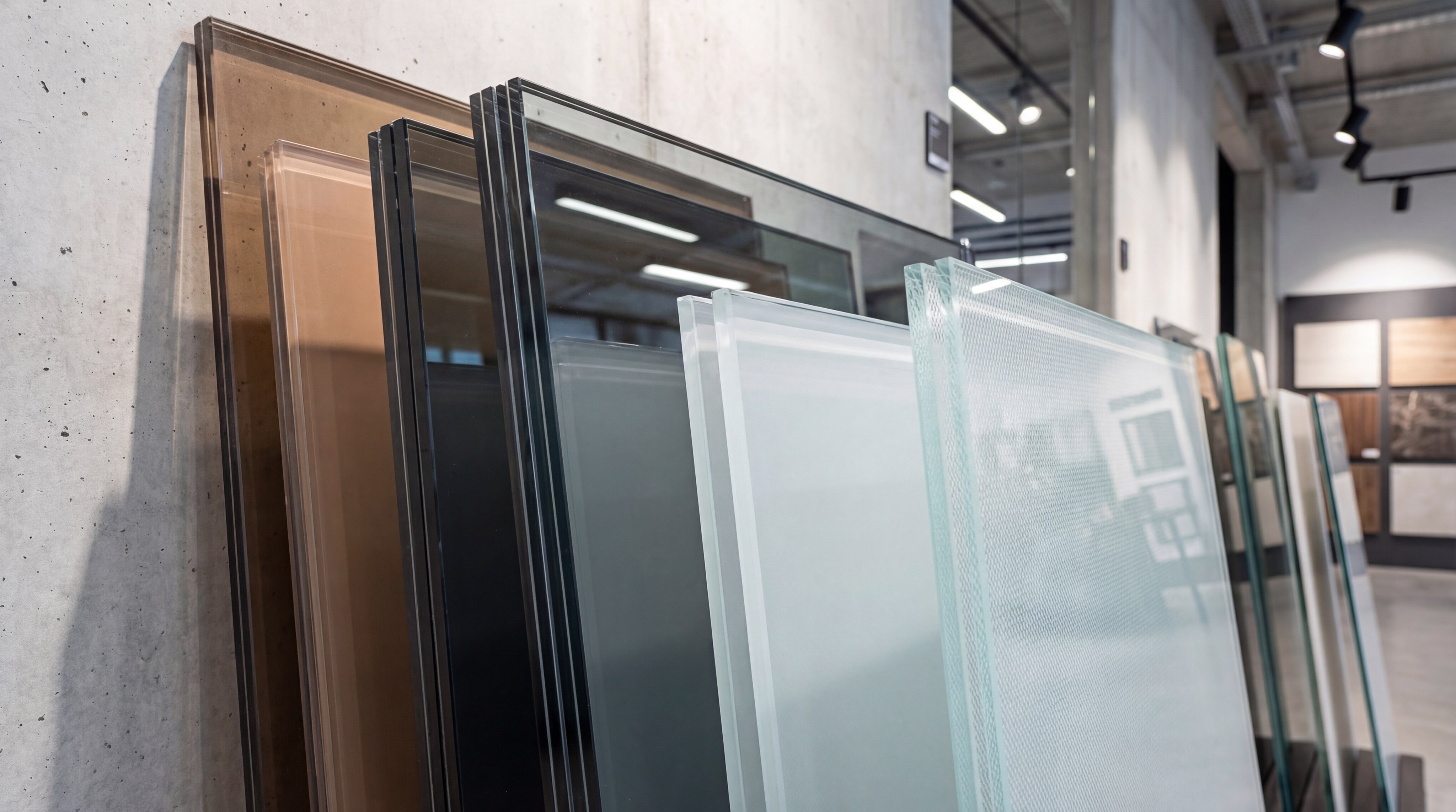 Laminated glass panels showroom