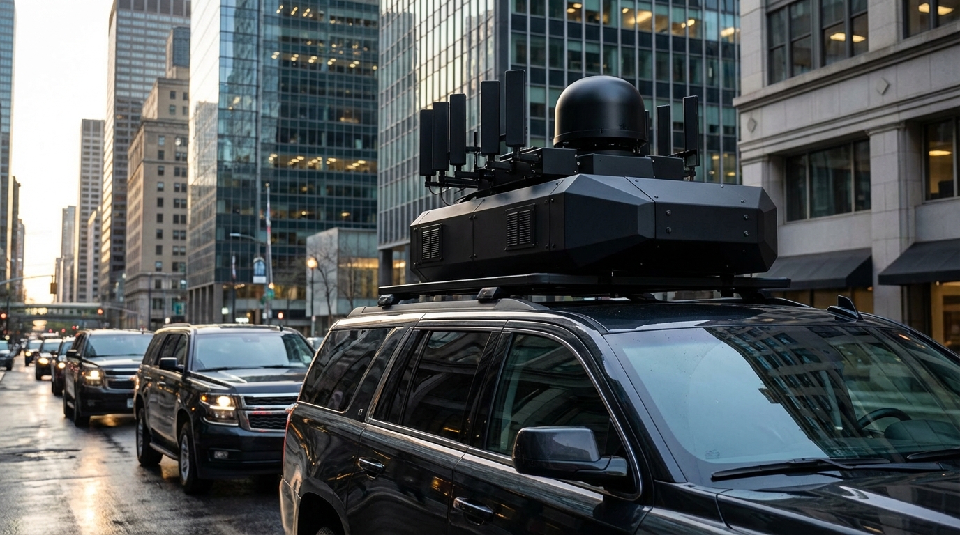 High tech drone jammer security convoy