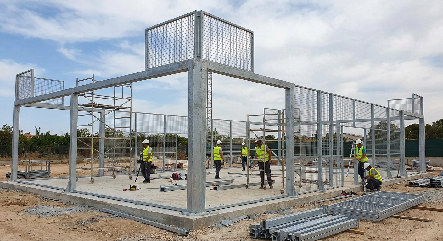 padel court galvanized steel assembly