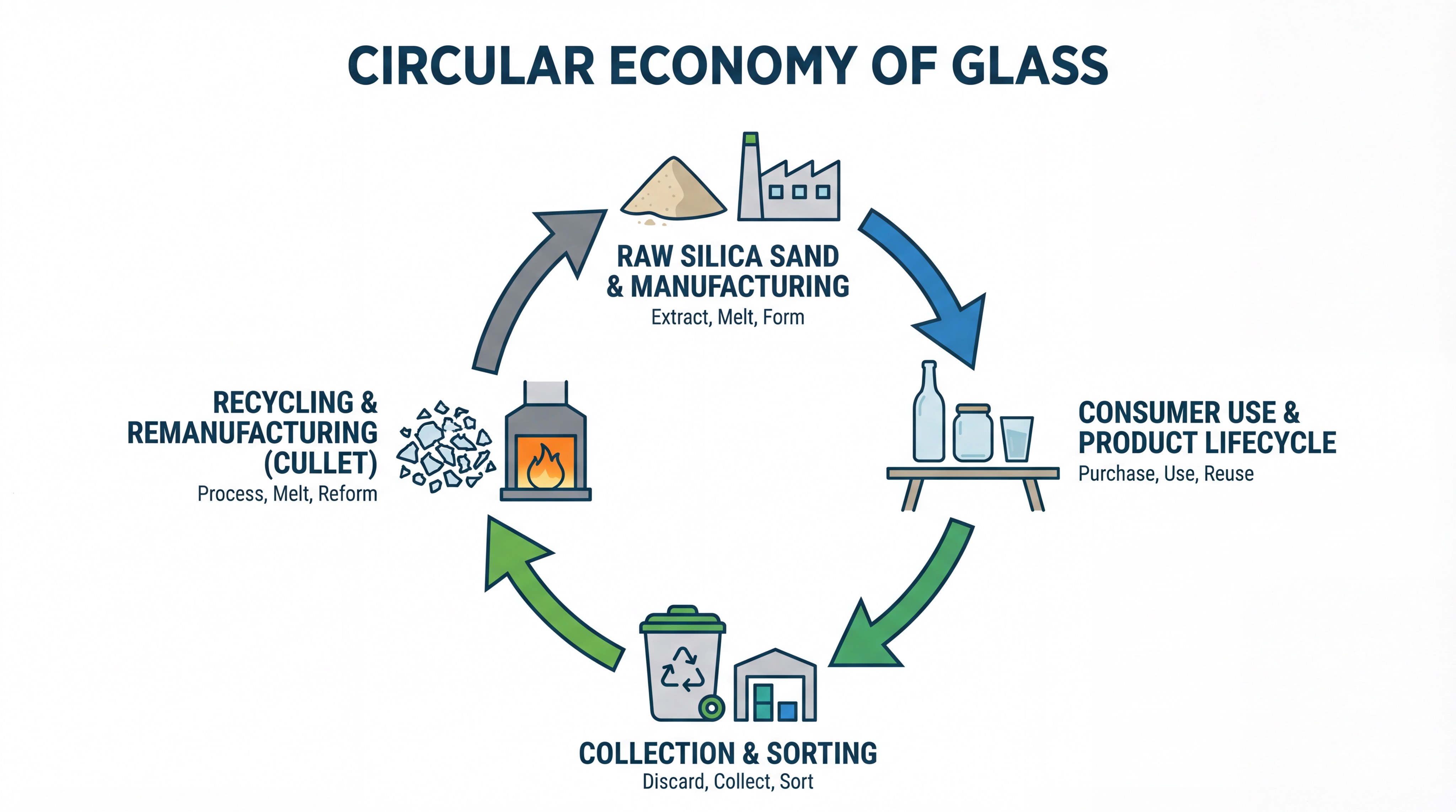 Circular economy glass infographic