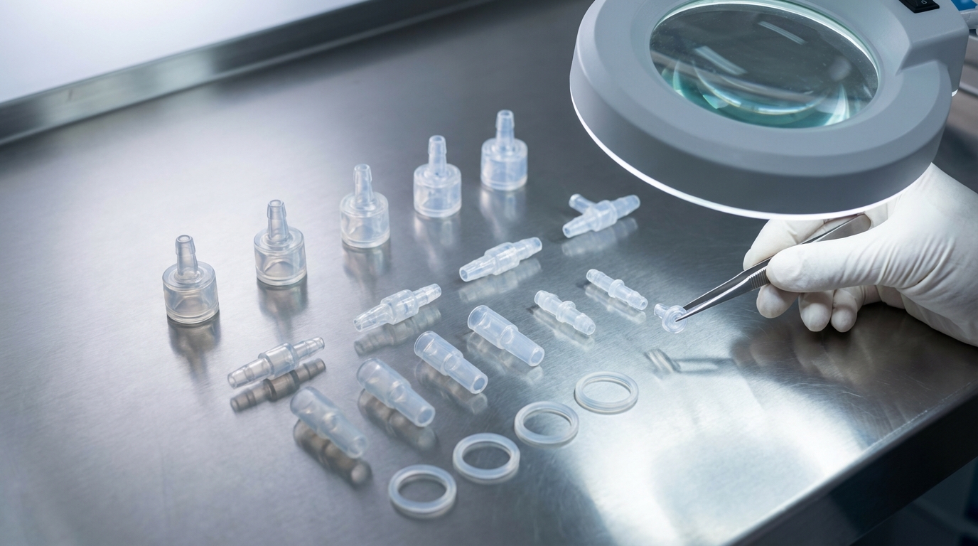 Inspection of high-purity medical grade silicone parts in a sterile environment