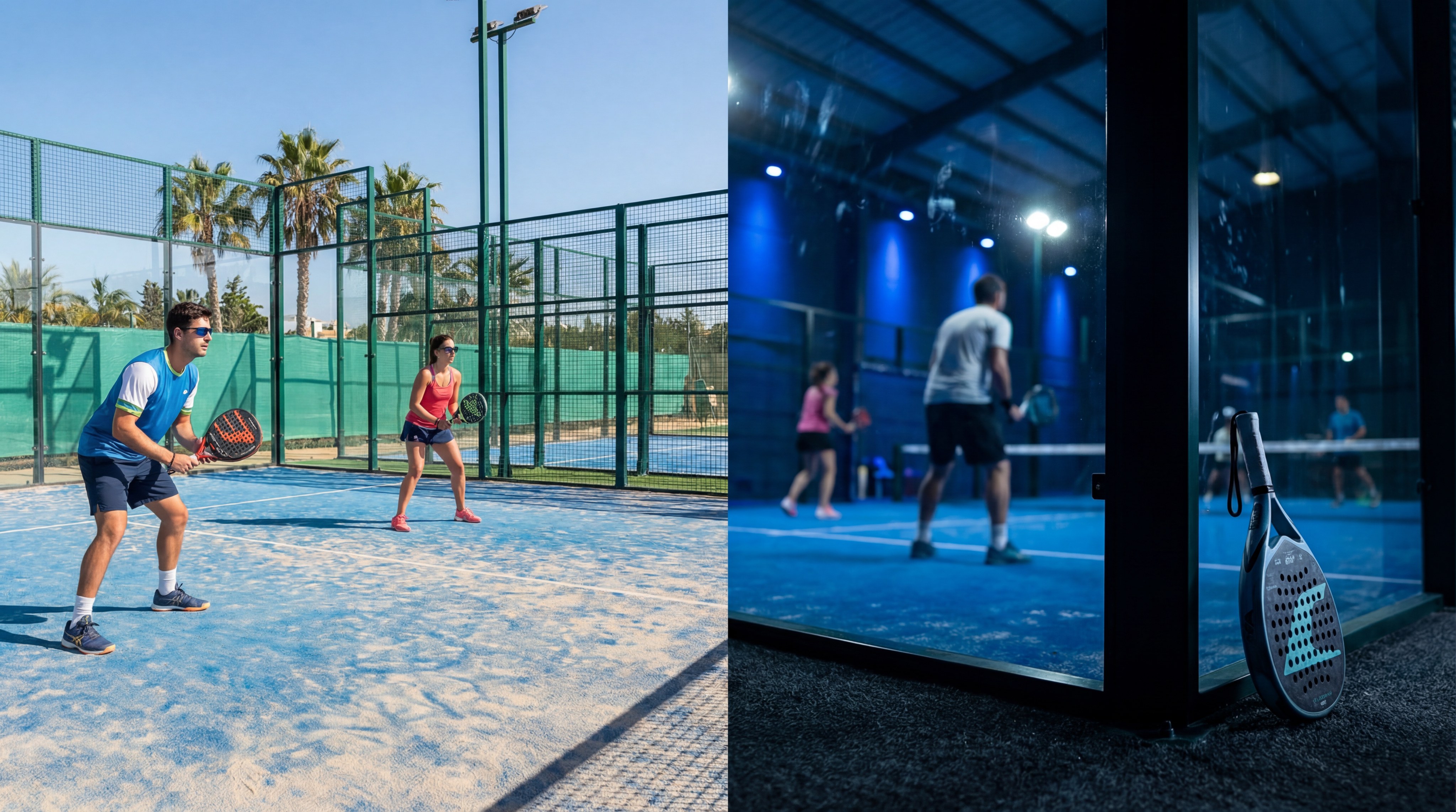 padel court comparison split screen