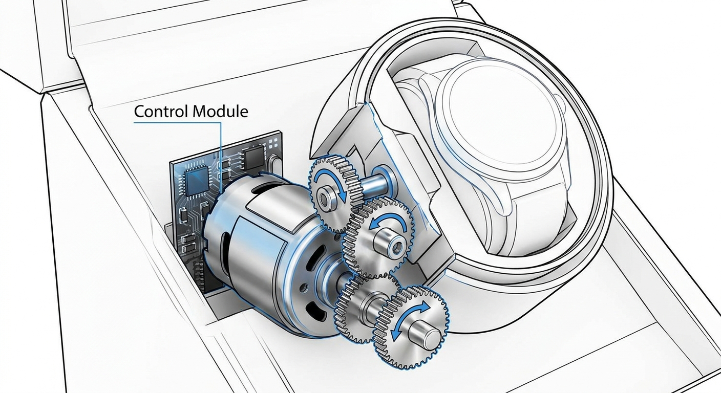 Watch winder rotation mechanism diagram