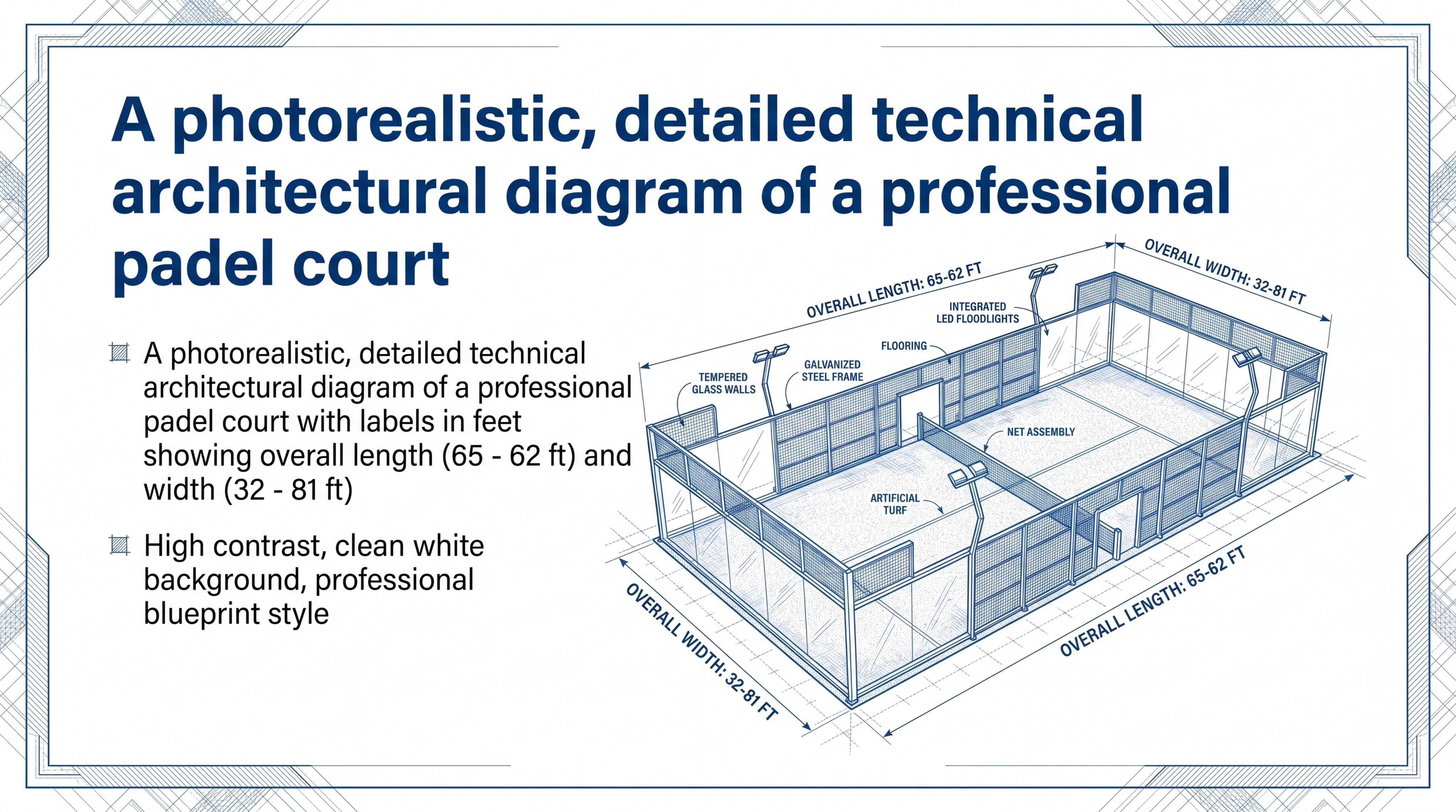 padel court technical diagram