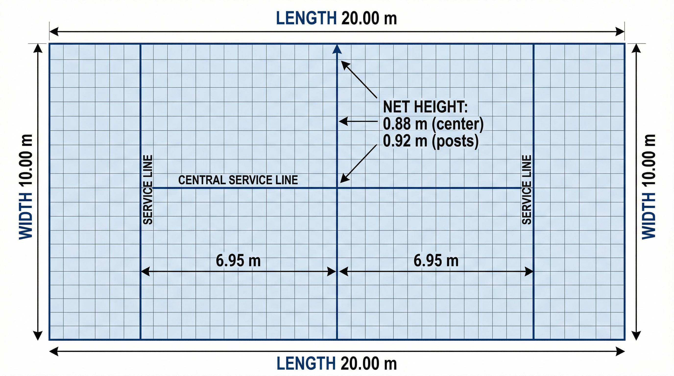 padel court technical diagram