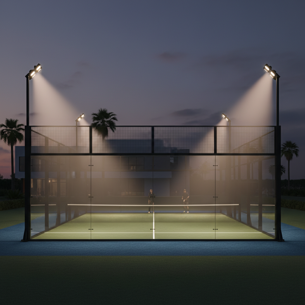 padel court lighting rendering