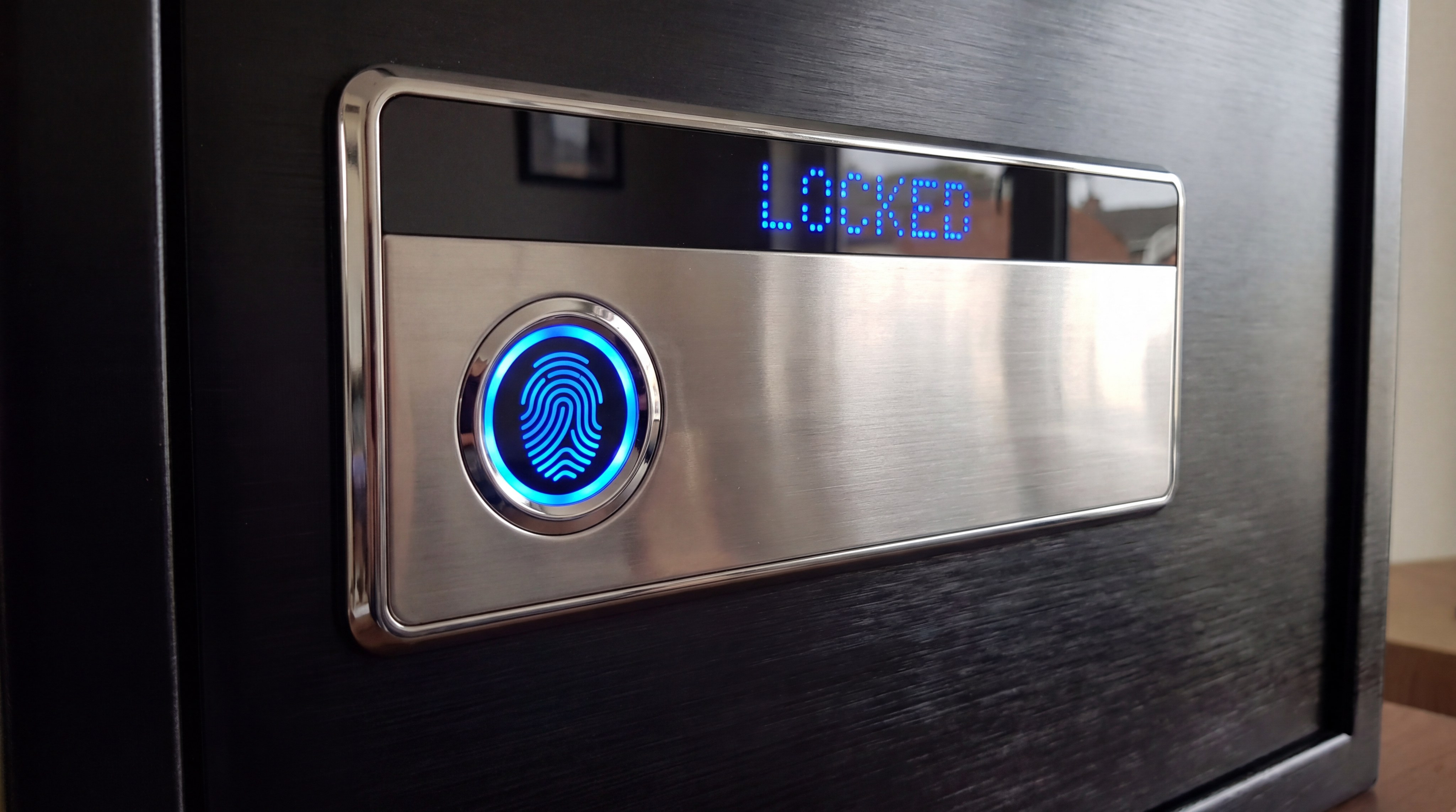 Biometric fingerprint scanner on a watch safe