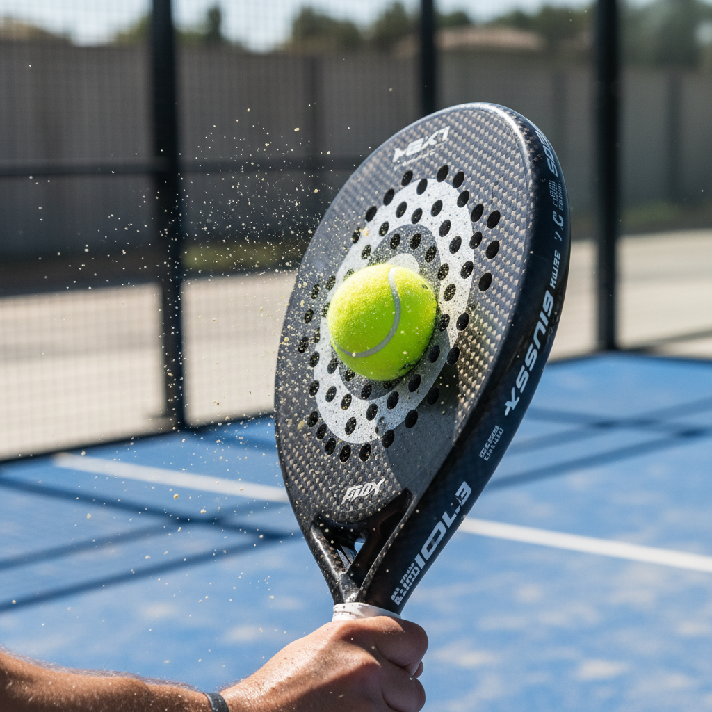 Racket hitting a ball