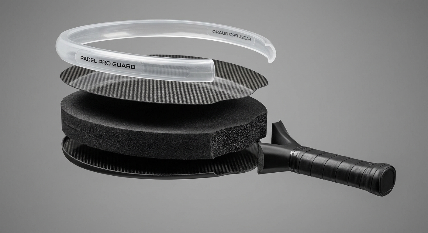 Exploded view of padel bat layers including the internal core