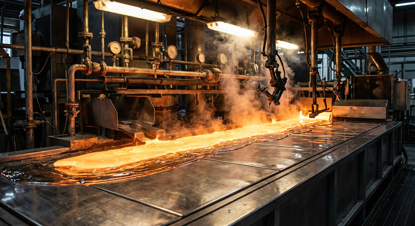 float glass manufacturing closeup