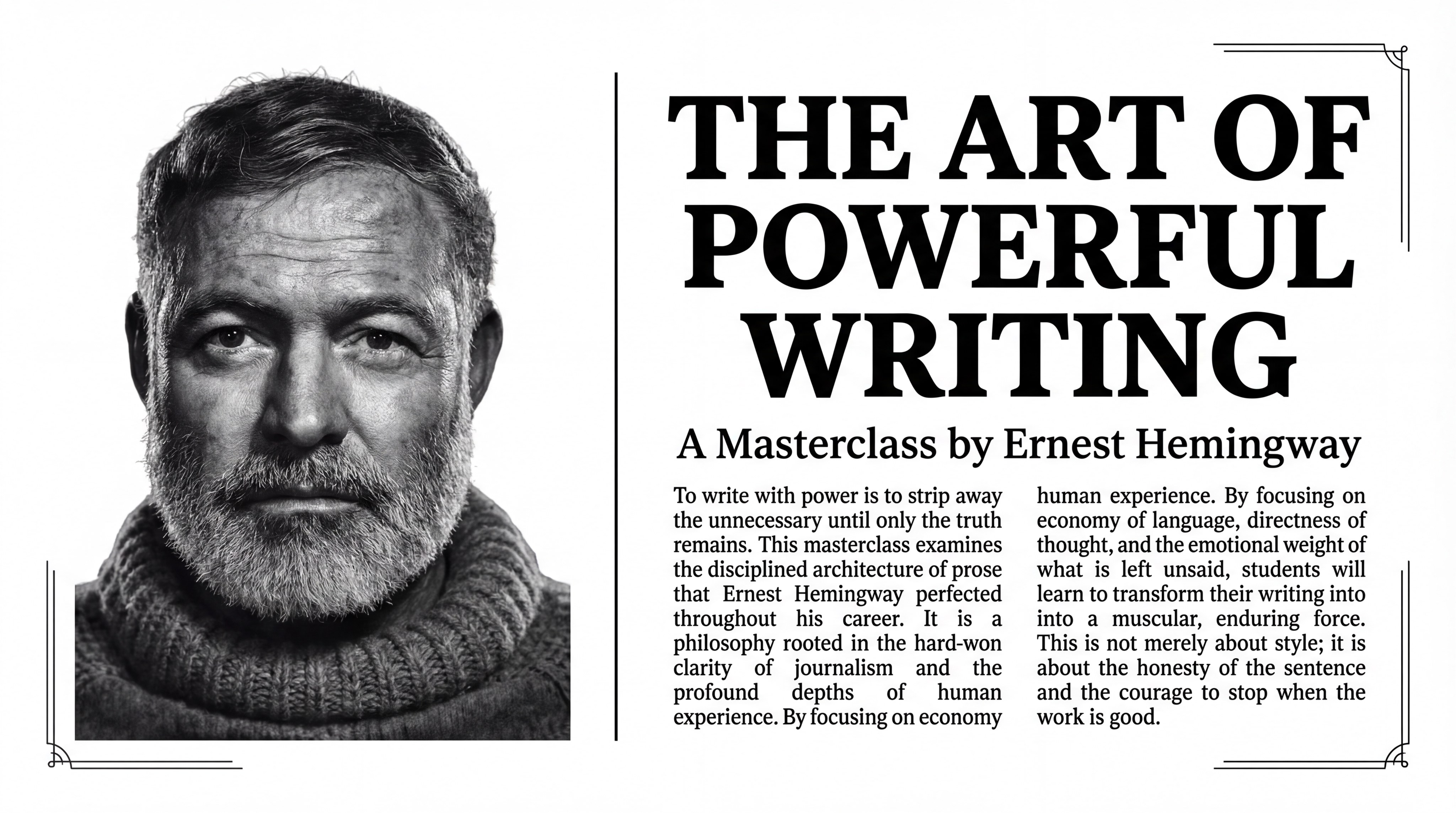 Newspaper-Style Hemingway Writing Masterclass