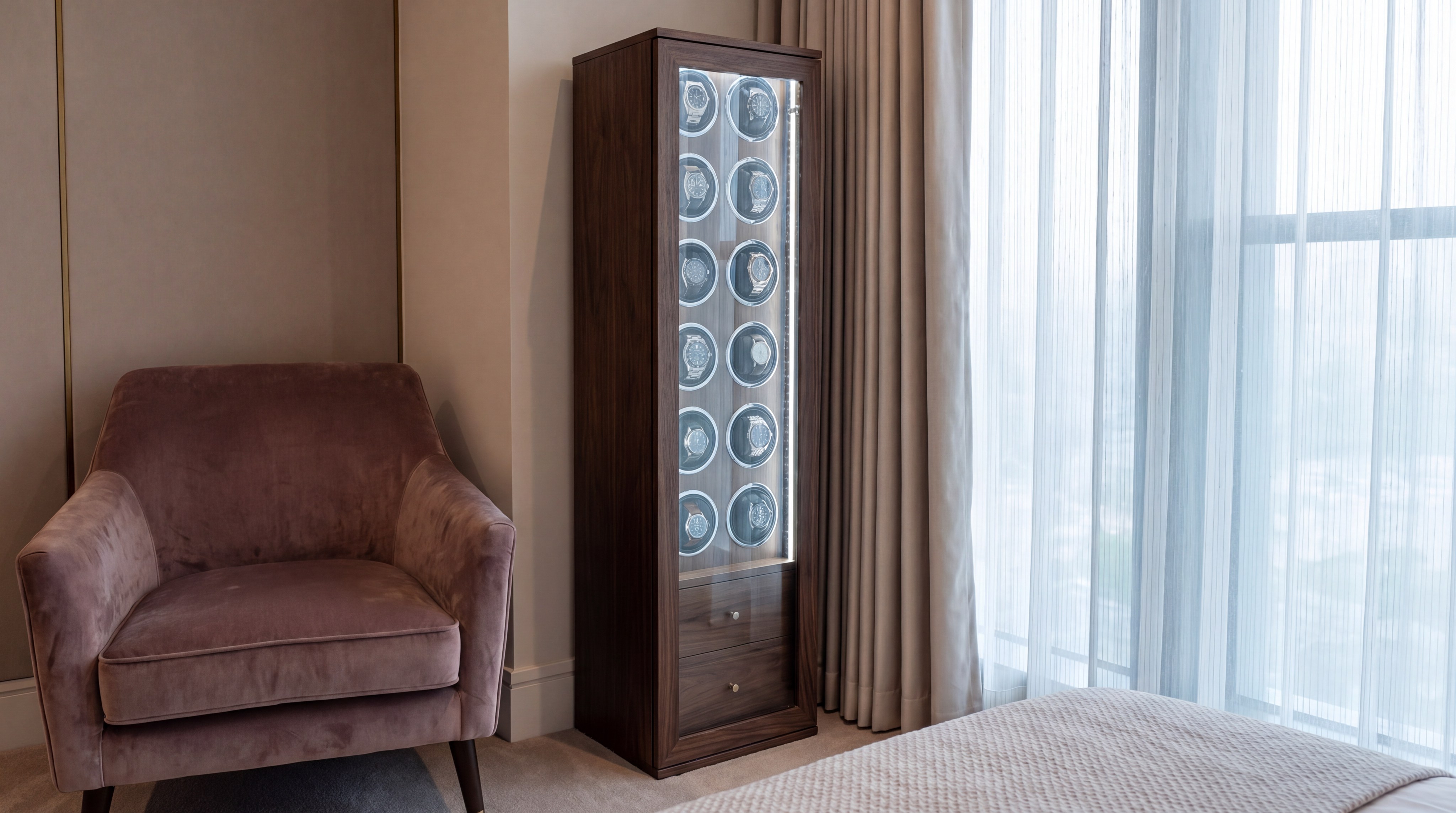 luxury watch winder safe bedroom
