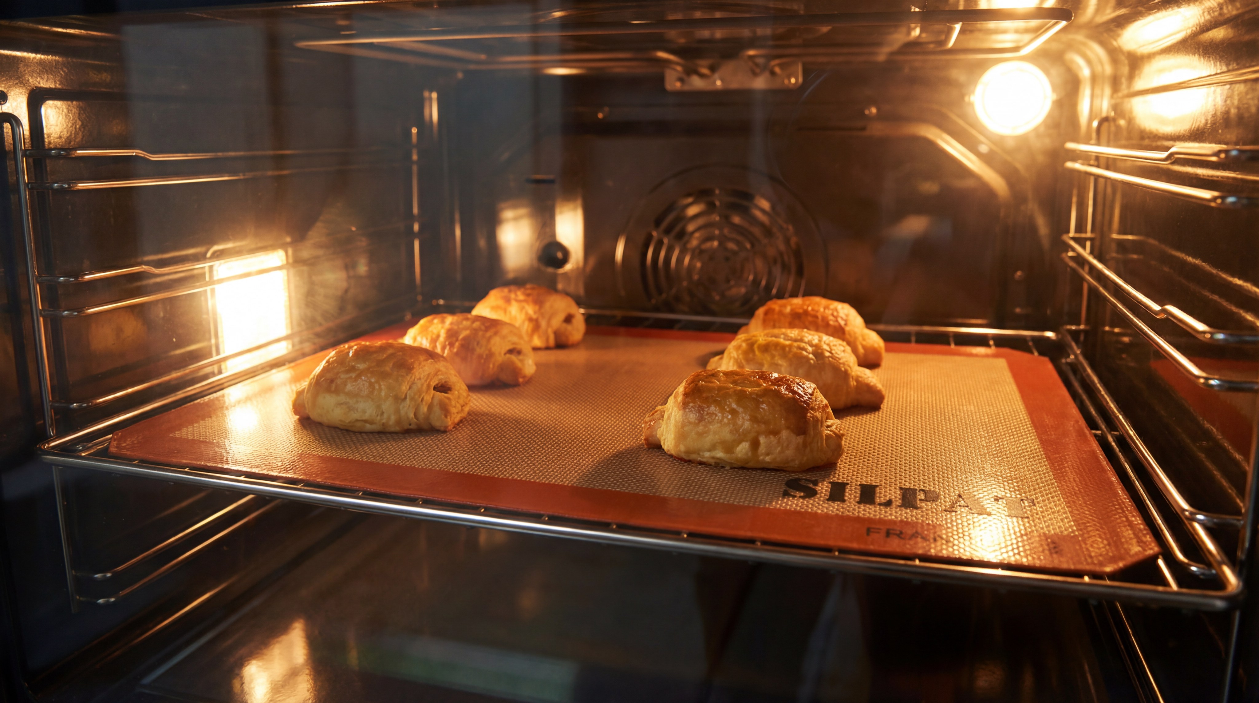 Silicone baking mat in oven