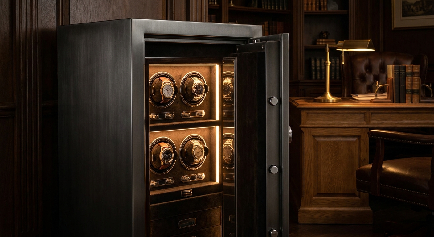 Premium Luxury Watch Safe with Integrated LED-Lit Winder