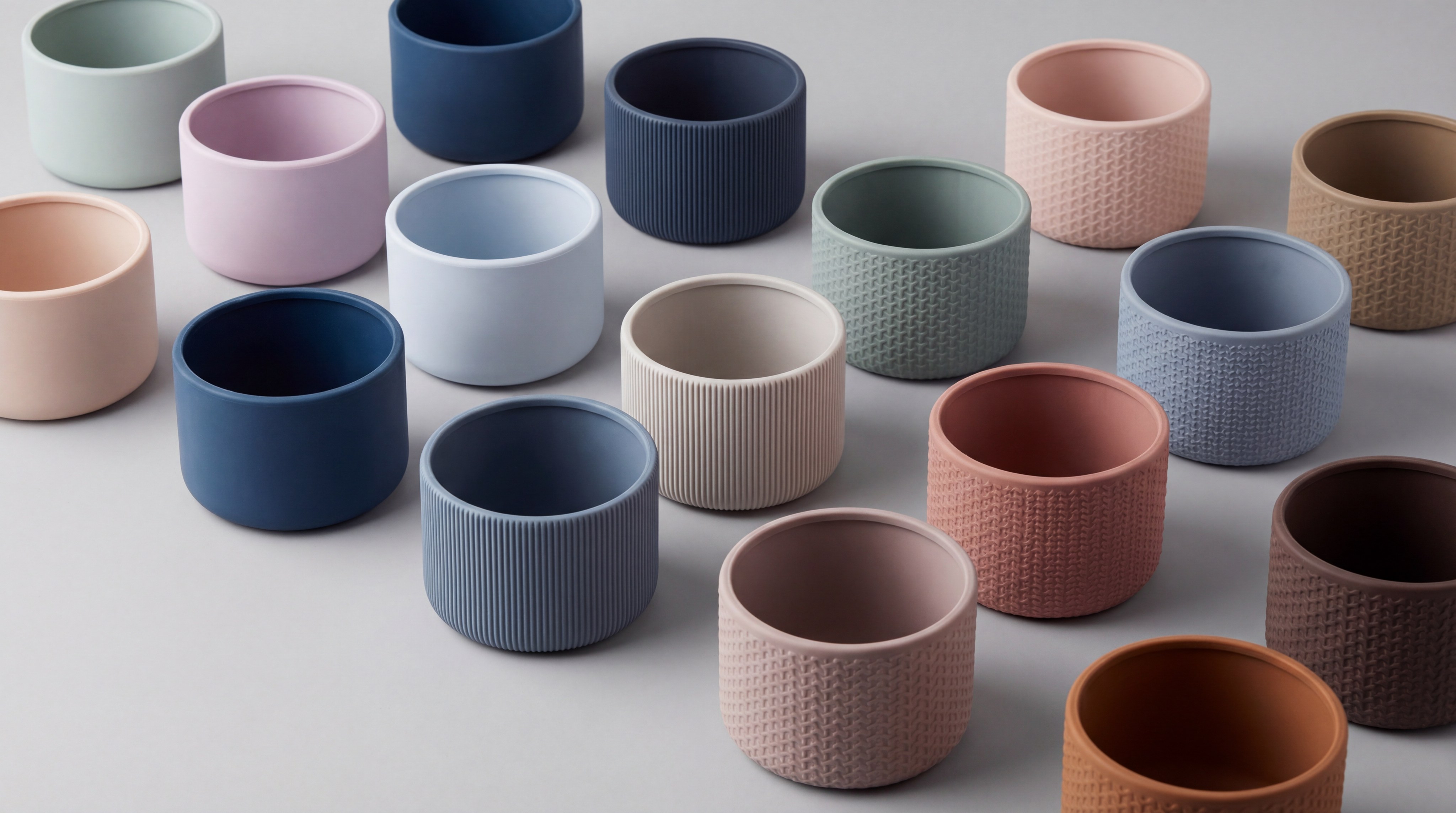 Variety of colored and textured silicone bottle sleeves