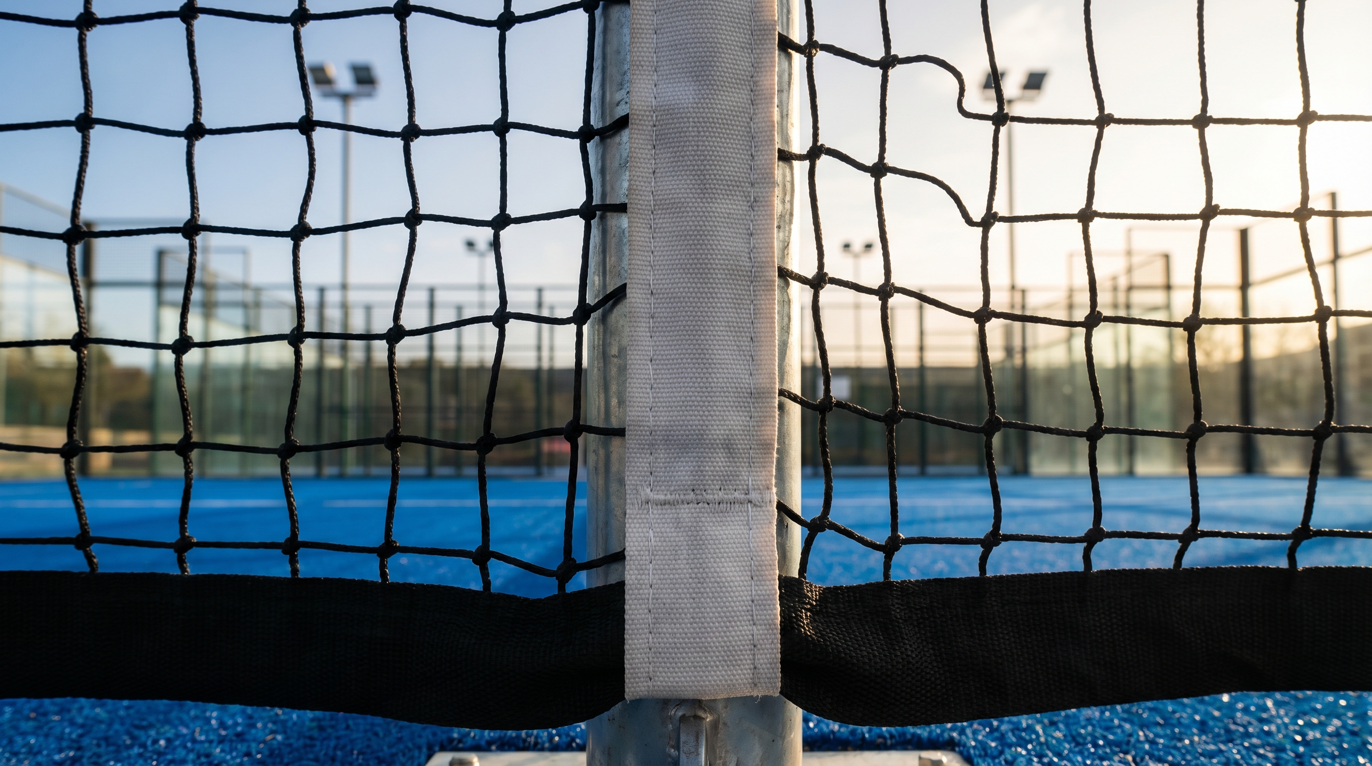 Close up of padel net center strap