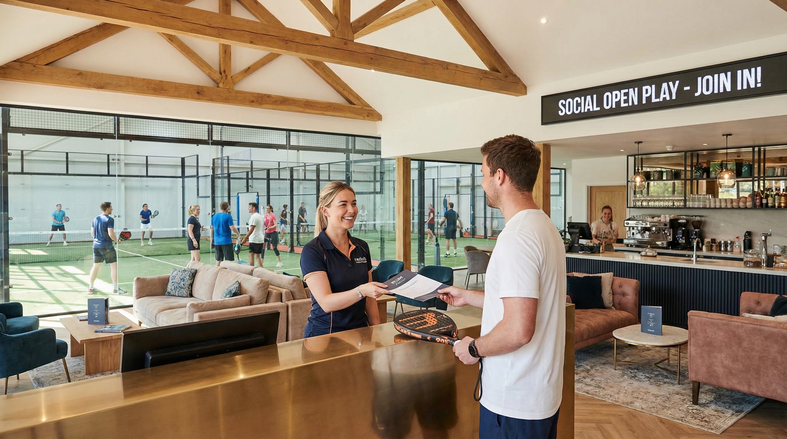 luxury padel club social entrance